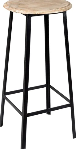 Vintage Barstol 'Wooden Seat' - Svart