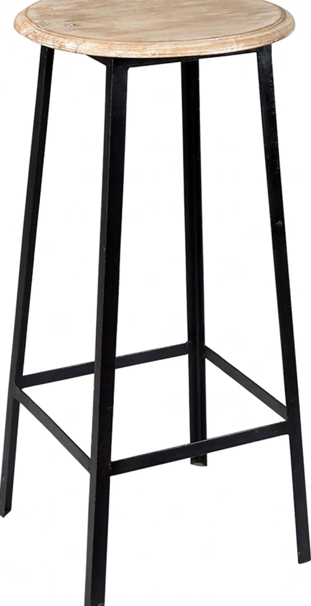 Vintage Barstol 'Wooden Seat' - Svart