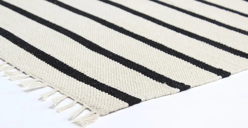 Reforma x Trendcarpet Bomullsmatta 'Helle' - Vit/Svart