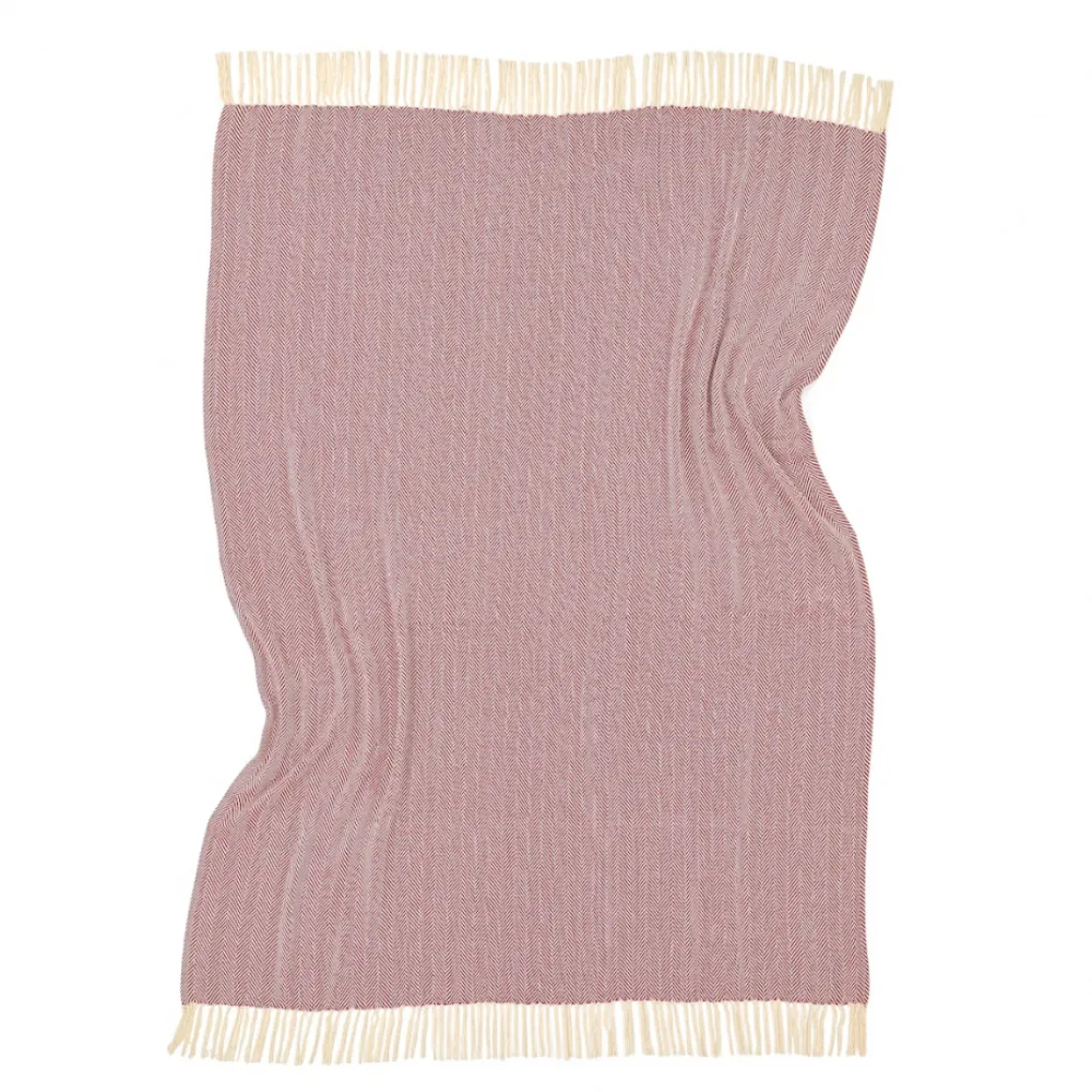 Reforma x Trendcarpet Bomullspläd 'Denisa Fishbone' 130x170cm - Röd/vit