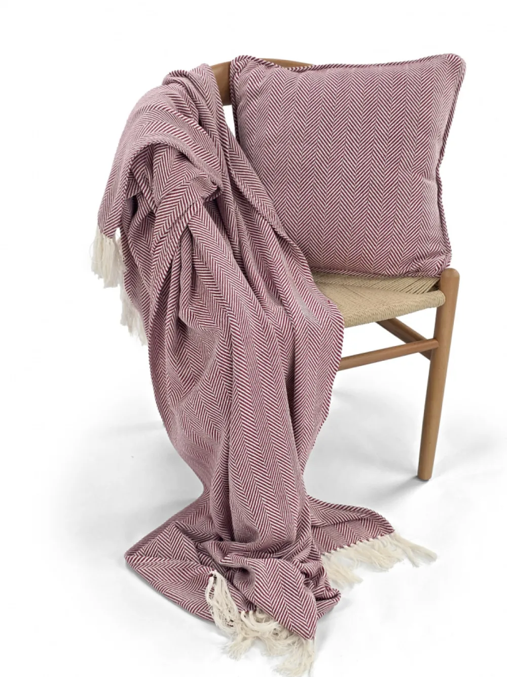 Reforma x Trendcarpet Kuddfodral 'Denisa Fishbone' 45x45cm - Röd/vit