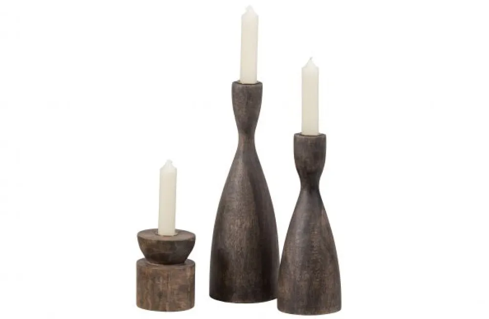 WOOOD Ljusstake 'Aiden' - Brun
