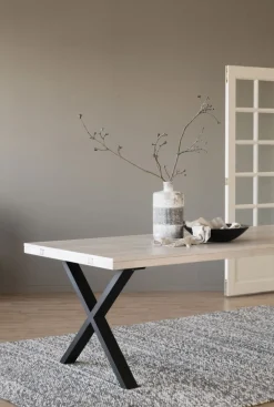 Rowico Home Matbord 'Brooklyn' 220x95cm - Vitpigmenterad/Svart X-ben