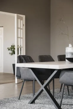 Rowico Home Matbord 'Brooklyn' 220x95cm - Vitpigmenterad/Svart X-ben