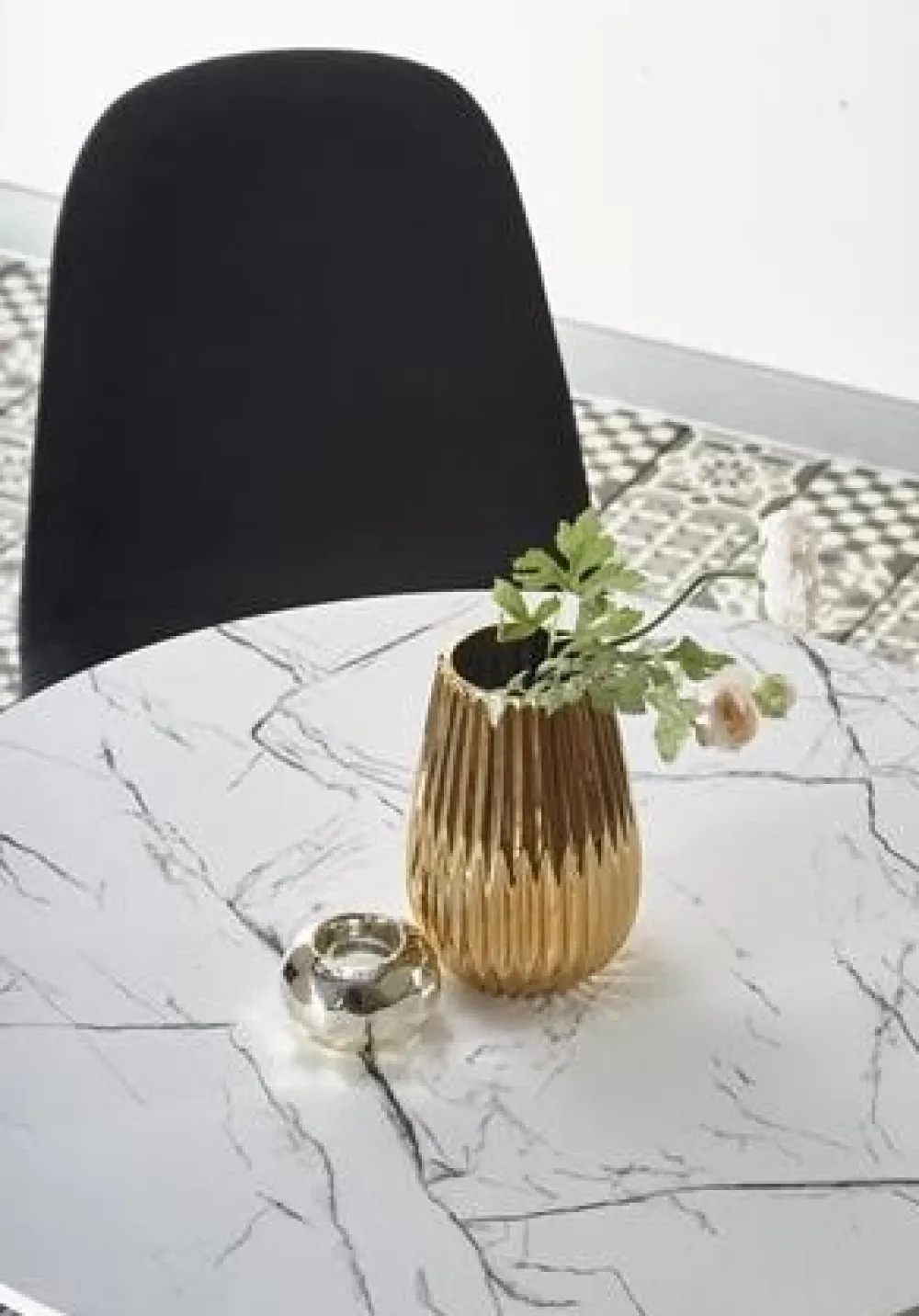 Reforma Matbord 'Lorca' Runt 80cm - Marmor/Vit