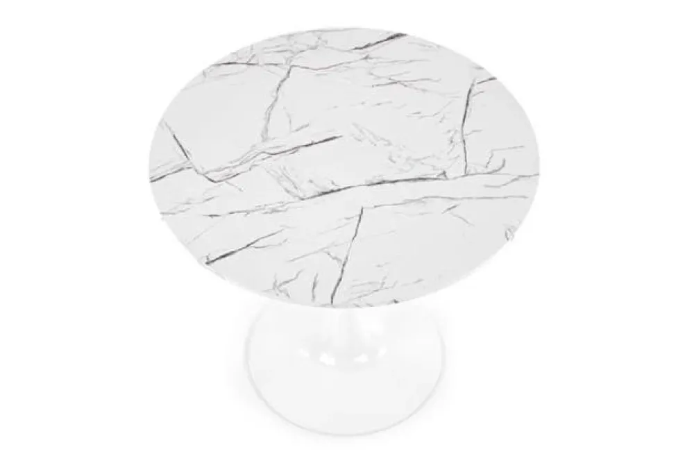 Reforma Matbord 'Lorca' Runt 80cm - Marmor/Vit