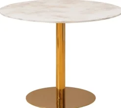 Reforma Matbord 'Marbleous' Runt 100cm - Mässing/Vit