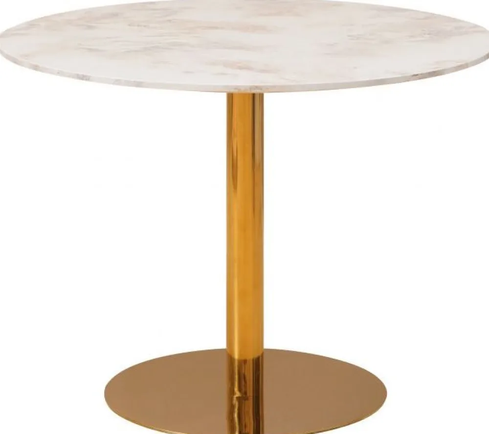 Reforma Matbord 'Marbleous' Runt 100cm - Mässing/Vit