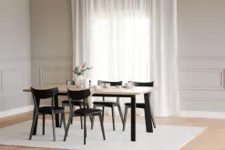 Rowico Home Matbord 'Winnipeg' 200x100cm - Vitpigmenterad/ Svart