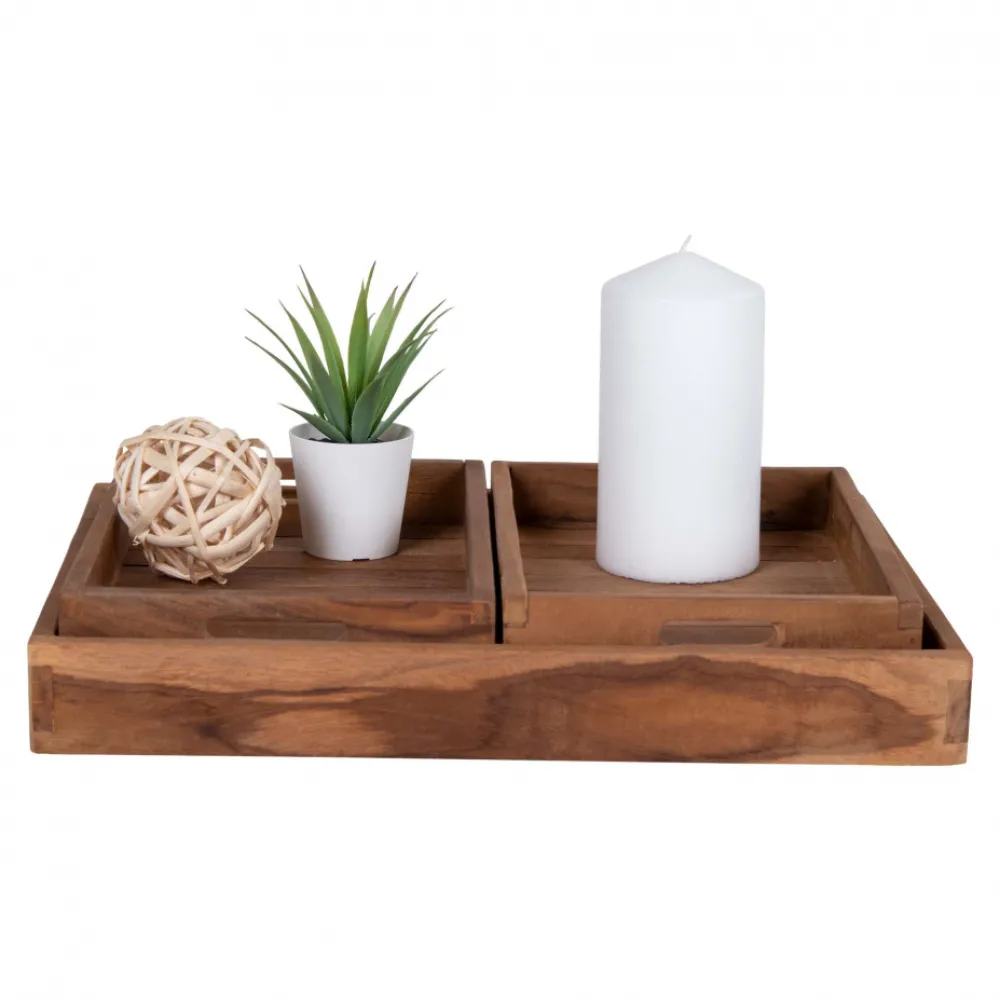 Reforma 3-pack Bricka 'Faro' - Teak/Natur