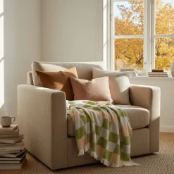 Reforma x Trendcarpet Pläd 'Audrey Check' 130x170cm - Beige/grön/lila