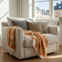 Reforma x Trendcarpet Pläd 'Audrey Check' 130x170cm - Beige/gul/orange