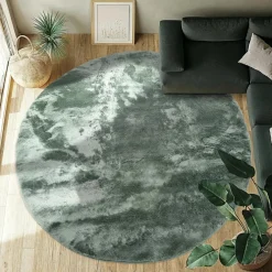 Reforma x Trendcarpet Rund matta 'Aranga Super Soft Fur' - Grön