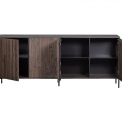 WOOOD Sideboard ‘New Gravure’ 200 cm - Mörkbrun/Svart