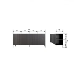 WOOOD Sideboard ‘New Gravure’ 200 cm - Mörkbrun/Svart