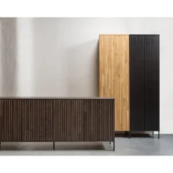WOOOD Sideboard ‘New Gravure’ 200 cm - Mörkbrun/Svart
