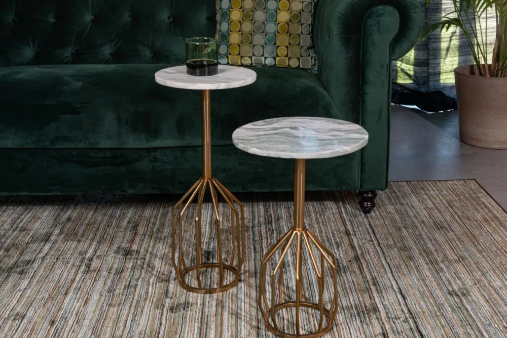 Dutchbone Sidobord 'Salerno' M - Mässing/Marmor
