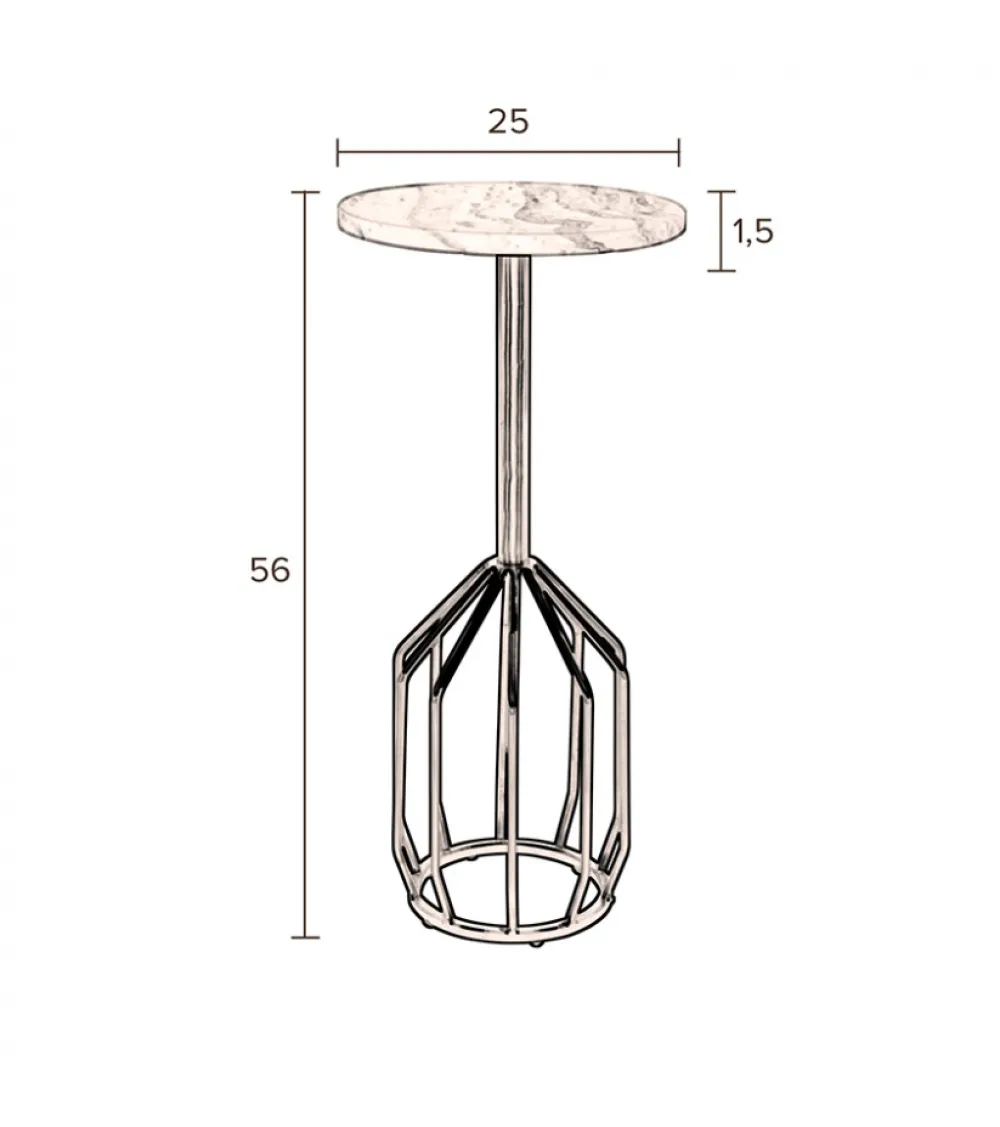 Dutchbone Sidobord 'Salerno' M - Mässing/Marmor