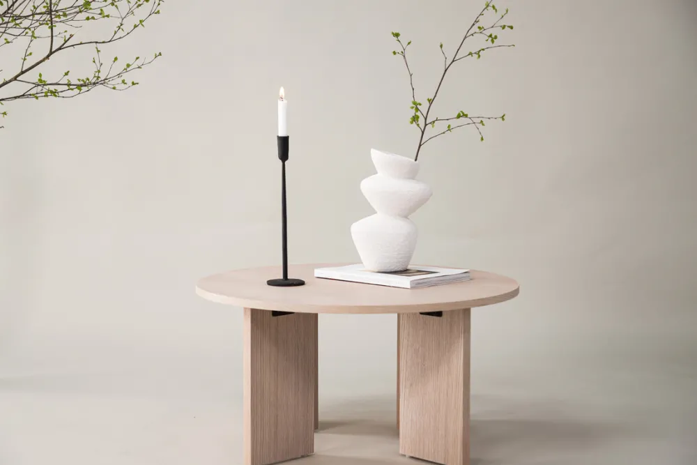 Reforma Soffbord 'Arvika' Runt 80cm - Vitpigmenterad Ek