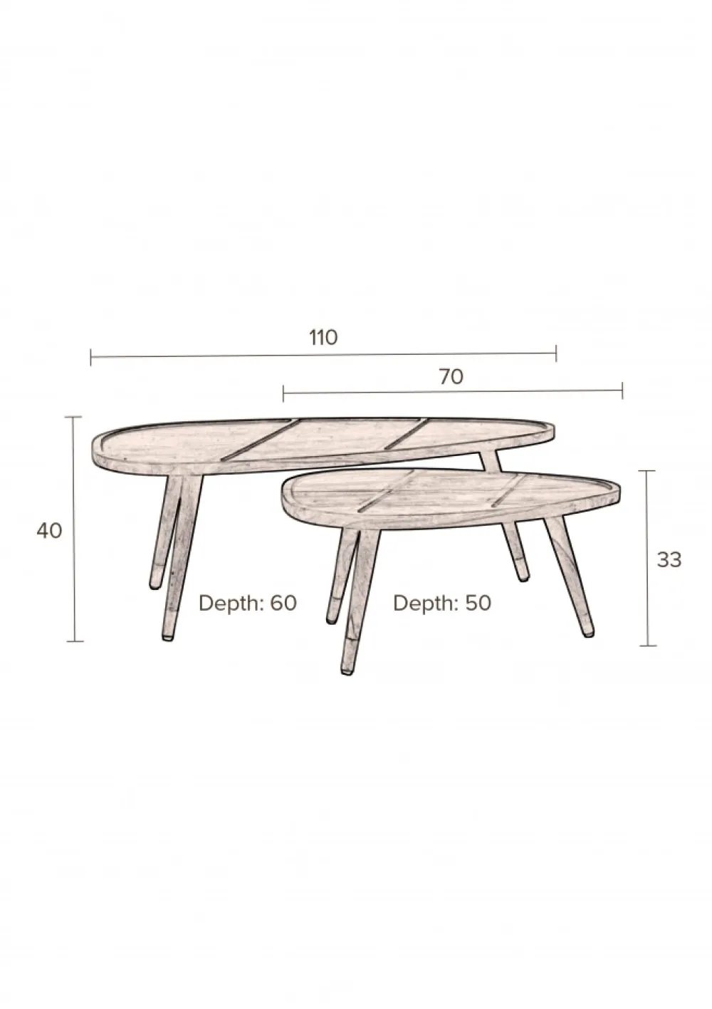 Dutchbone Soffbord 'Sham' 2set - Natur