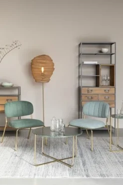 Reforma Soffbord 'Timpa' Runt 70cm  - Grön marmor/Guld