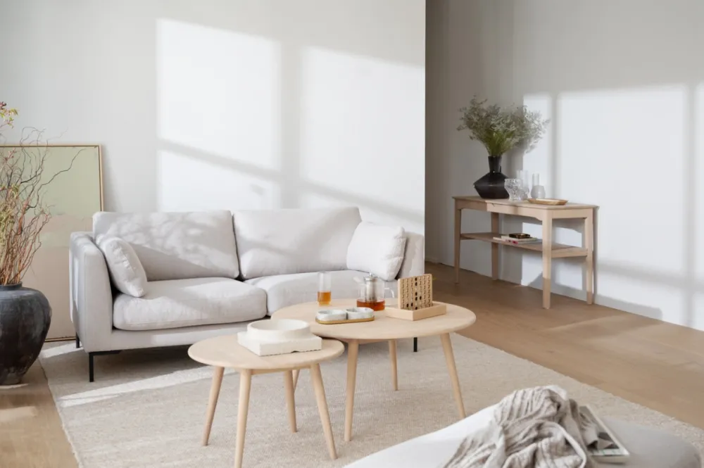Rowico Home Soffbord 'Tompkins' runt Ø90 - Vitpigmenterad ek