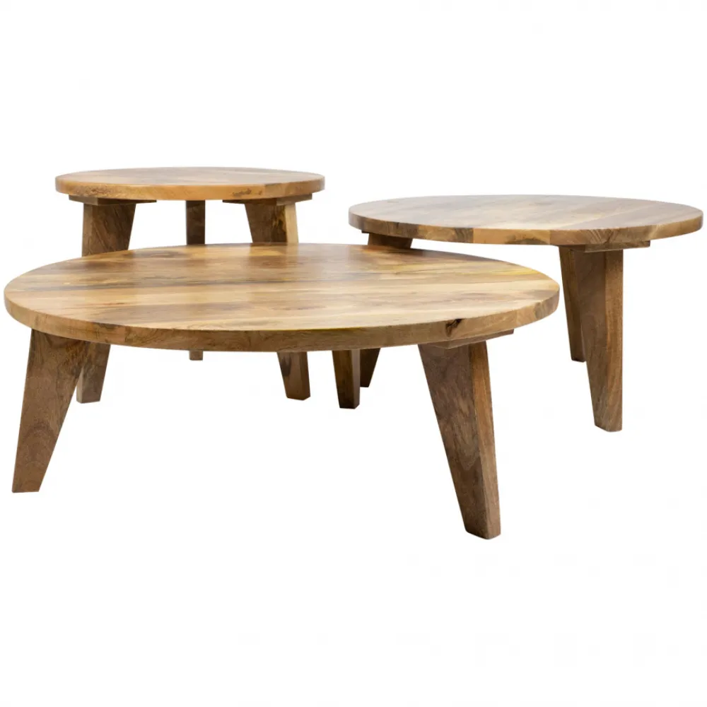 Vintage Soffbord Runt 65cm - Natur