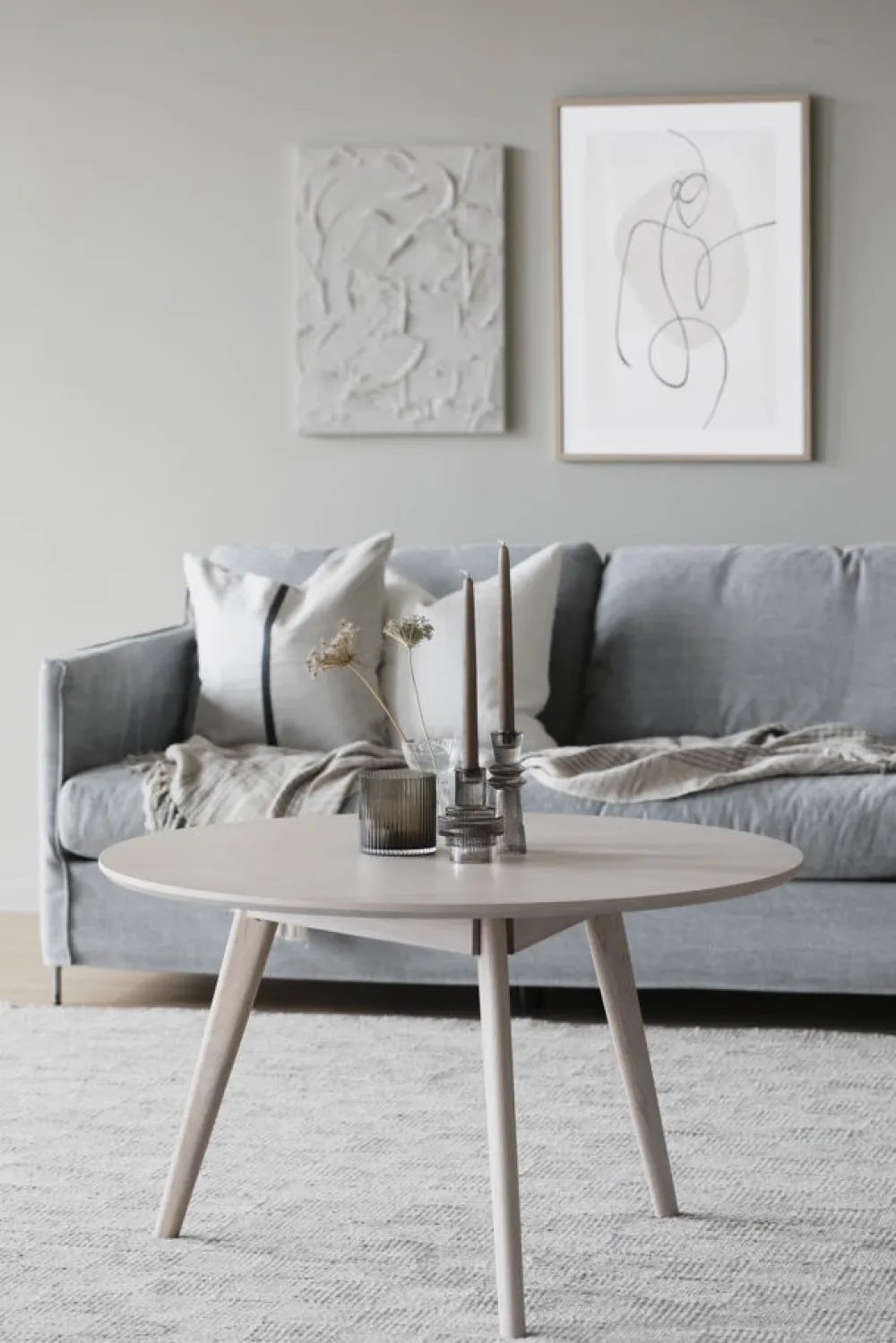 Rowico Home Soffbord 'Yumi' Runt 90cm - Vitpigmenterad ek