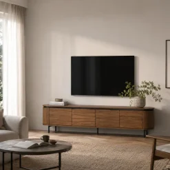 Reforma Tv-bänk 'Kärra' 200x40cm - Valnöt/Svart