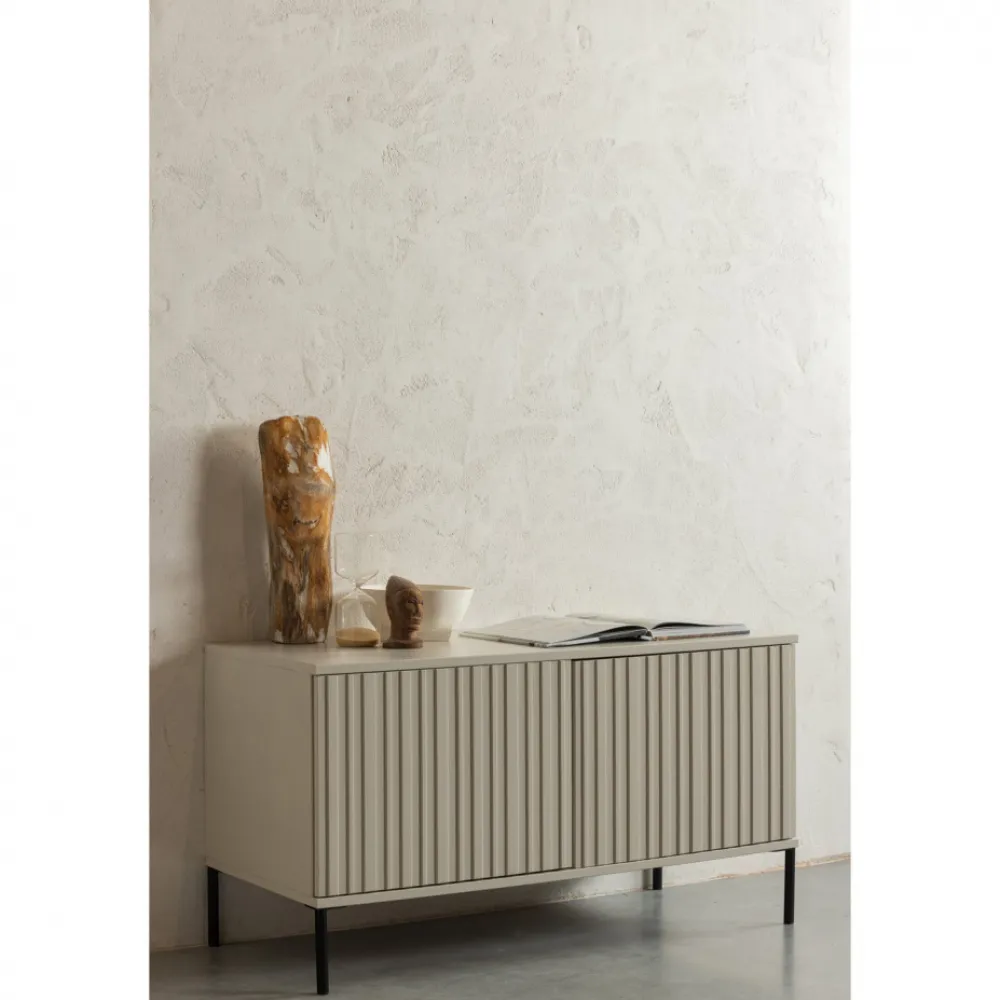 WOOOD TV-bänk ‘New Gravure’ 100 cm - Beige/Svart