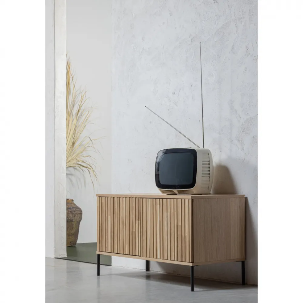 WOOOD TV-bänk ‘New Gravure’ 100 cm - Ek/Svart