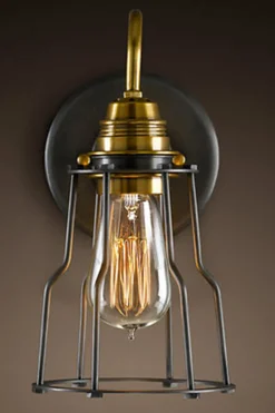 Trademark Living Vägglampa Vintage - Mässing/Stålnät